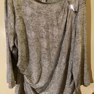 Calvin Klein Metallic Gray Long Sleeve Top